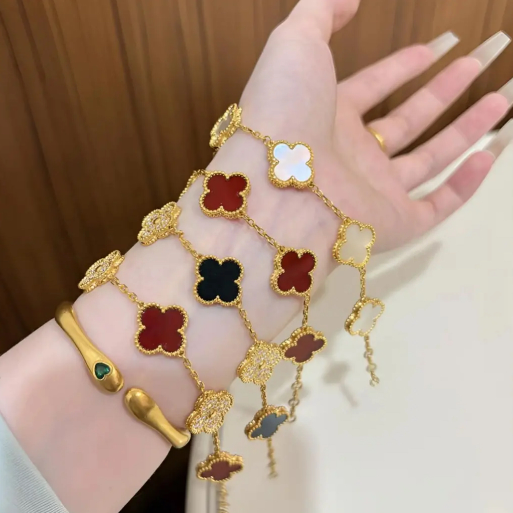 【抖音好货】孟加拉赤金豆豆提炼手工改款【红五花四叶草】精工版