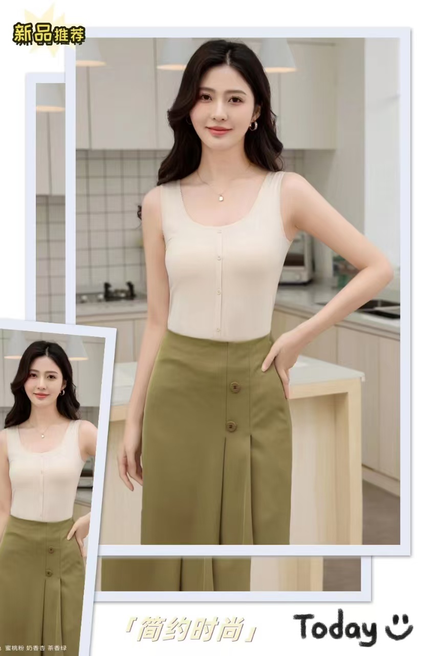 休闲风潮流风修身型背心吊带简约无袖套装气质设计师通勤显瘦网红