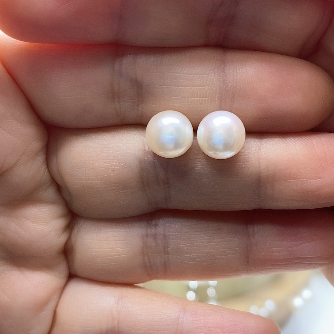 淡水珍珠耳饰银S925镶嵌