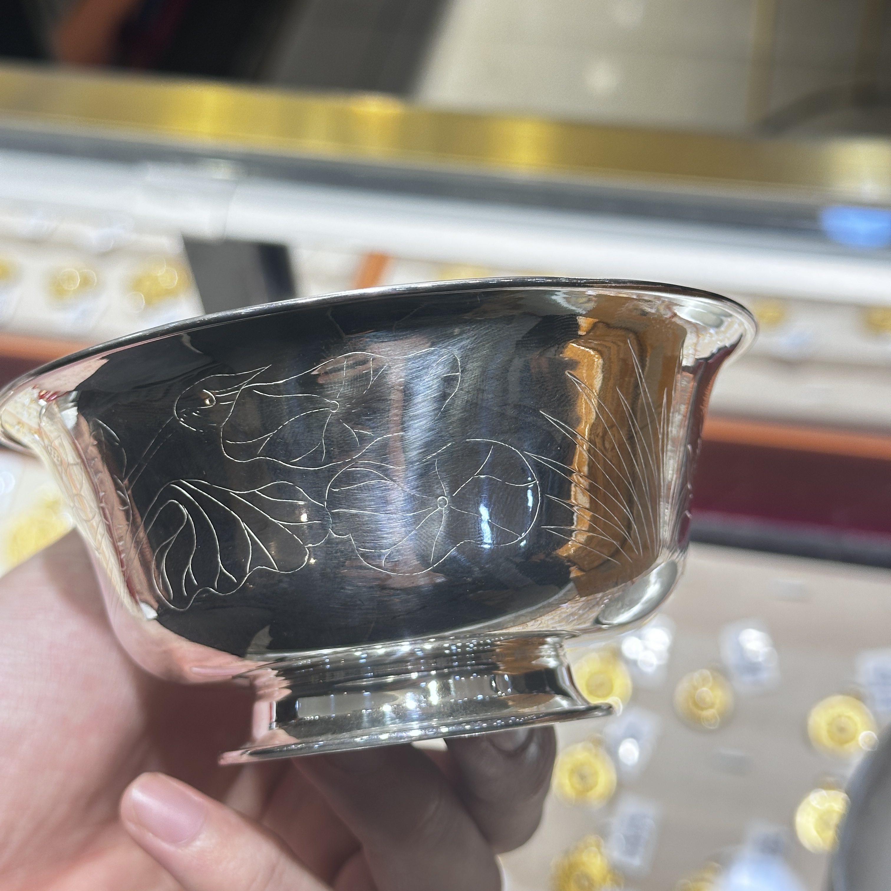 足银银制品 足银银制品 999纯银双鱼戏莲银碗乔迁升职礼物