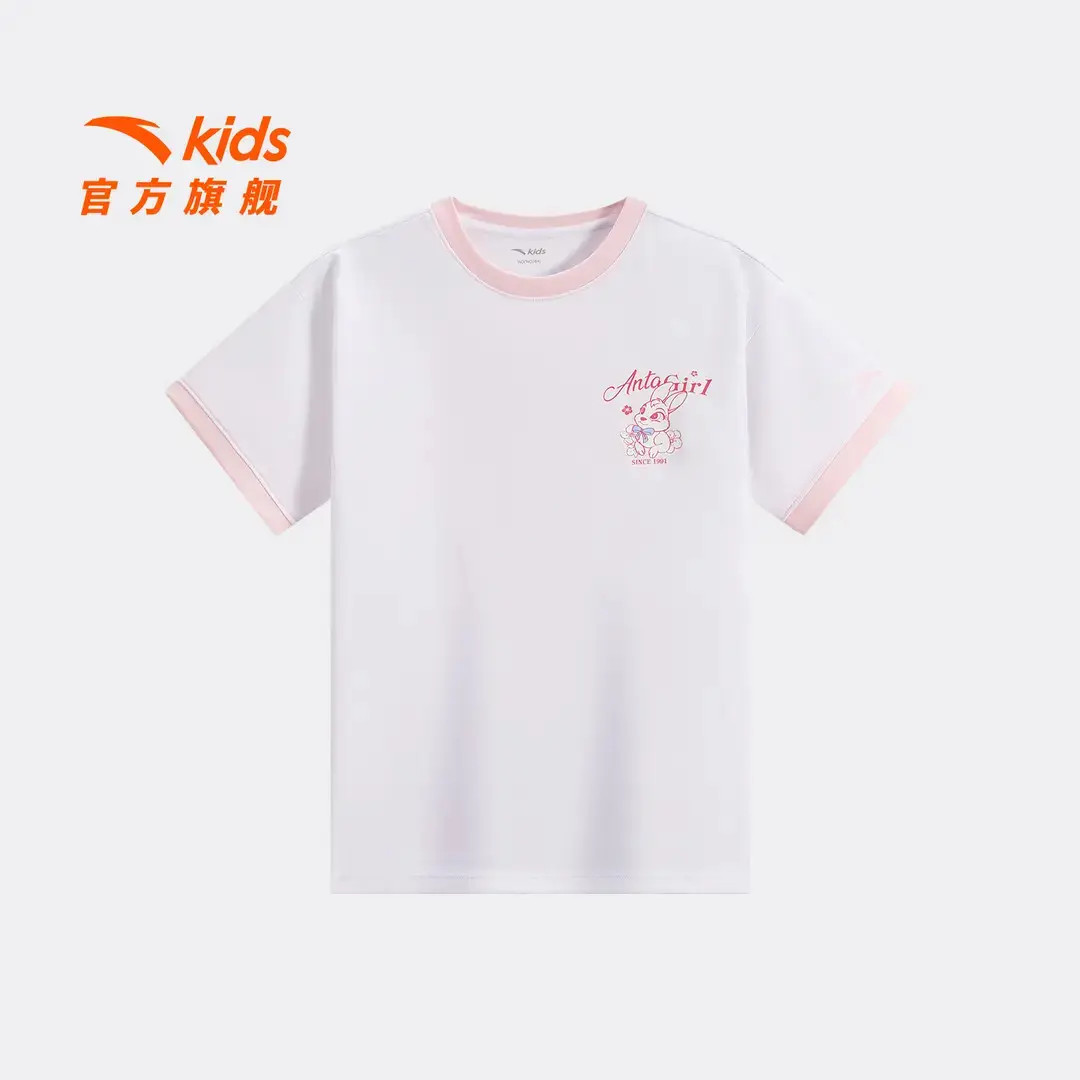 【IP小鹿斑比】安踏儿童短袖女童夏季圆领薄款短袖亲子童装短T上衣
