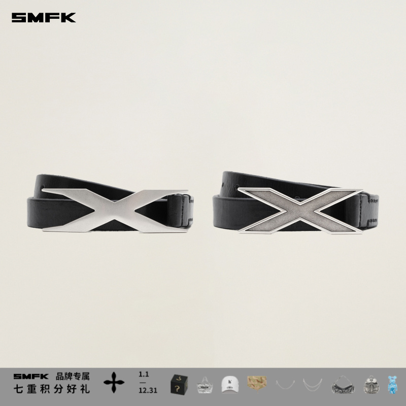SMFK极限徽章手工皮质腰带 BLT13B1 简约时尚百搭复古气质腰带