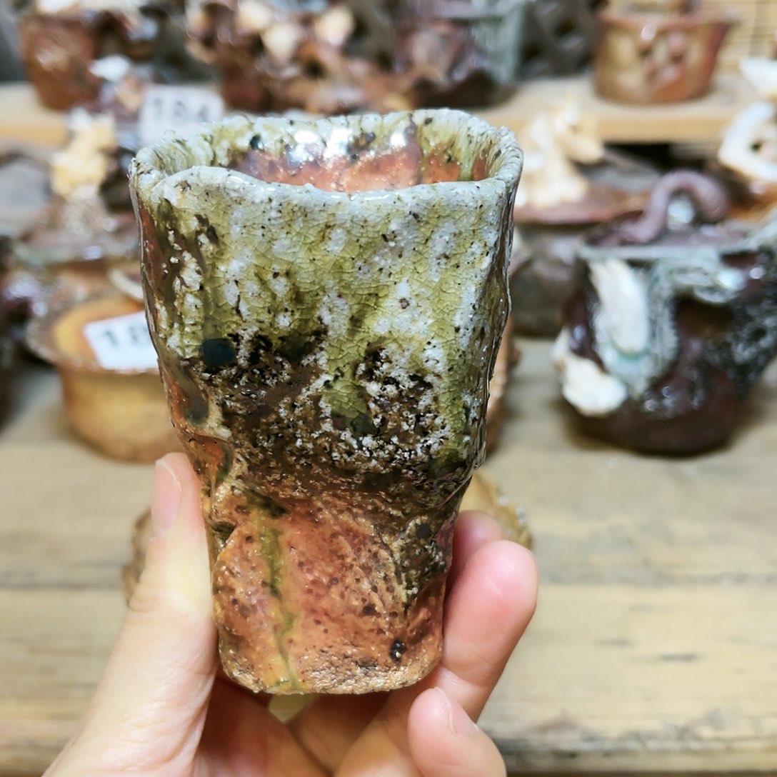 杯柴烧粗陶手捏杯