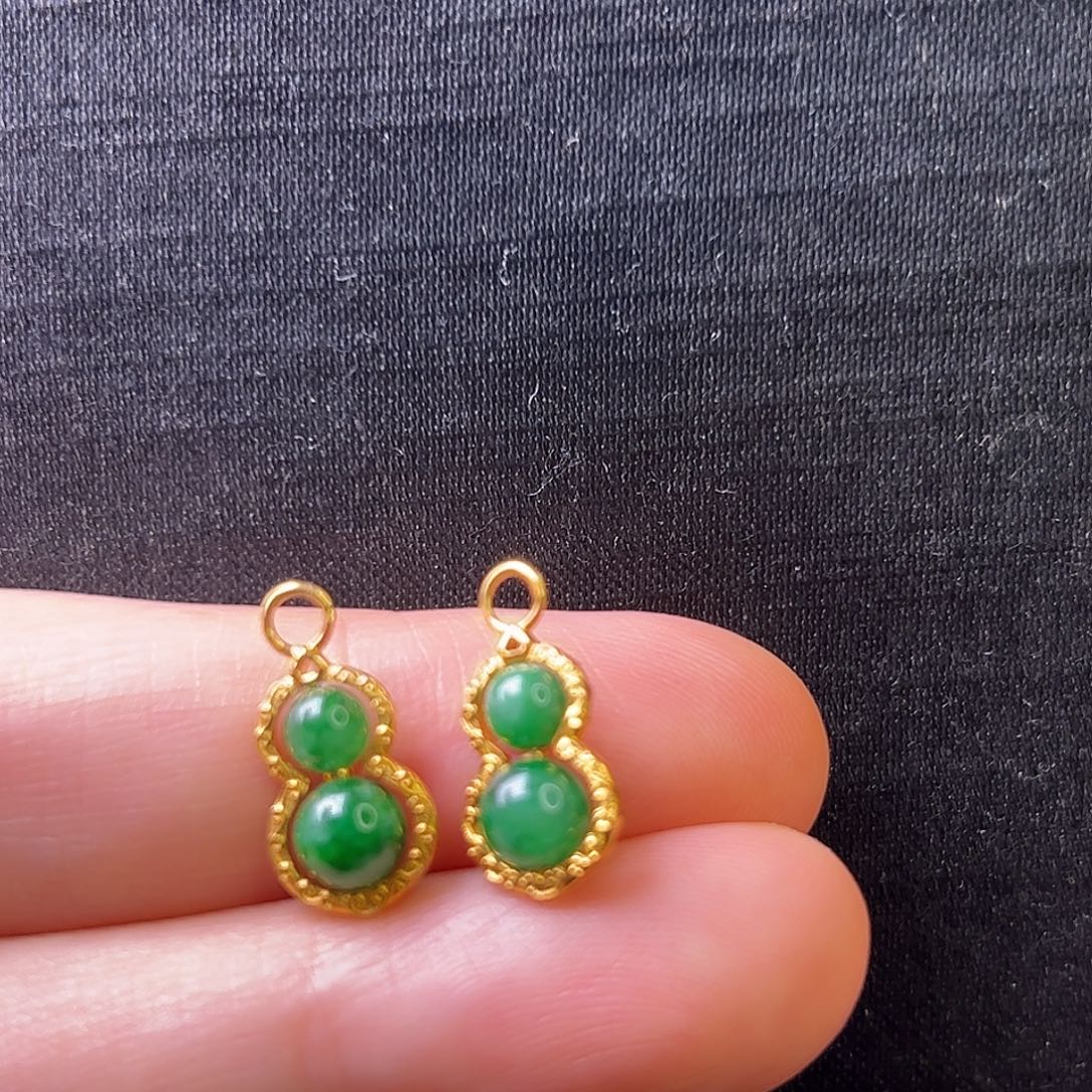 云***兔翡翠18K金镶嵌耳饰耳饰