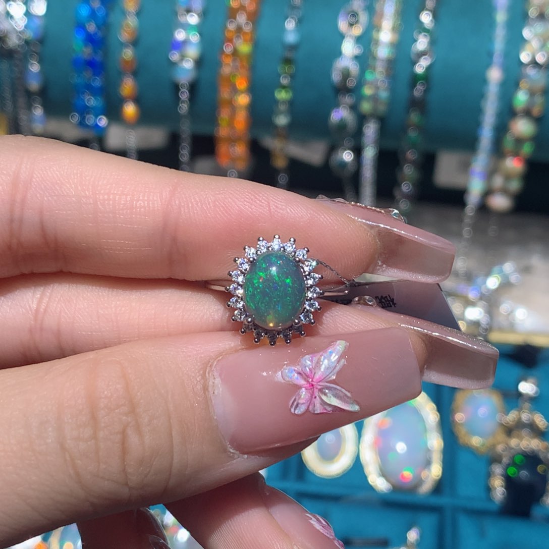 欧泊戒指银S925镶嵌福利