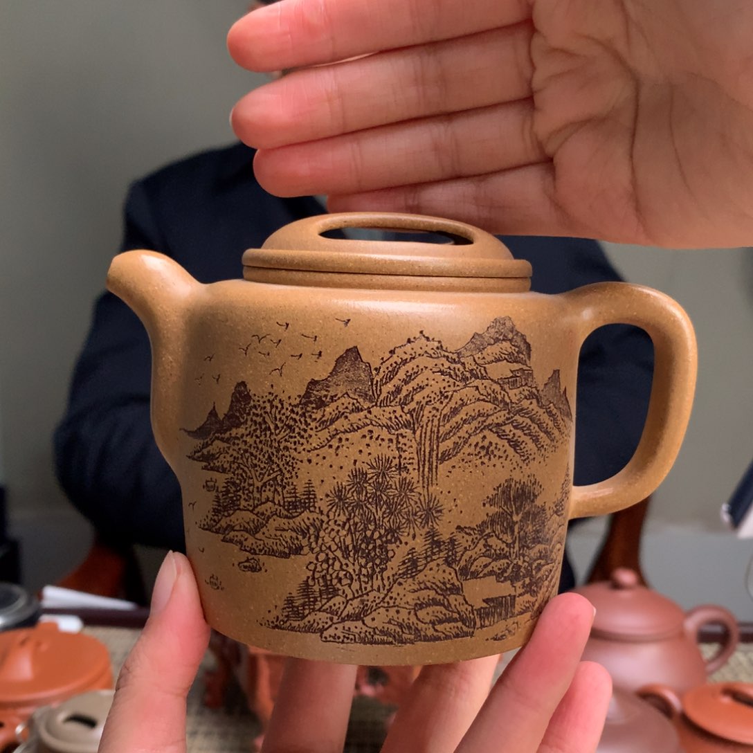 紫砂茶壶320毫升半手