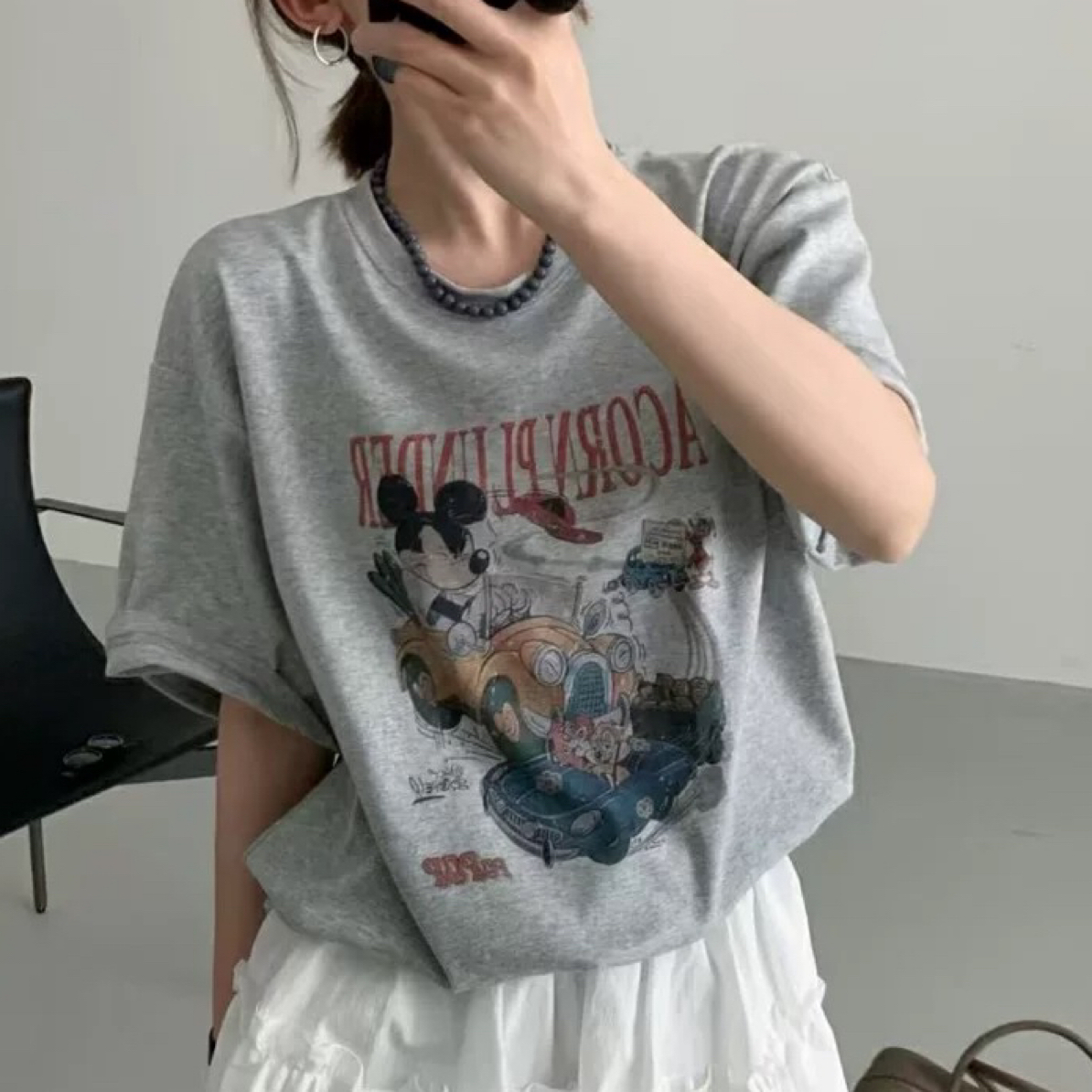 韩国东大门seed开车米奇卡通印花短袖t恤女-