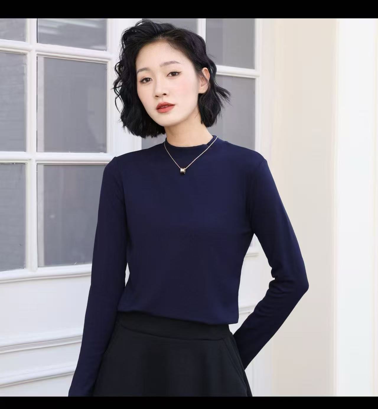 B266时尚休闲男女同款长袖T恤日常通勤修身上衣春秋新品----圆领