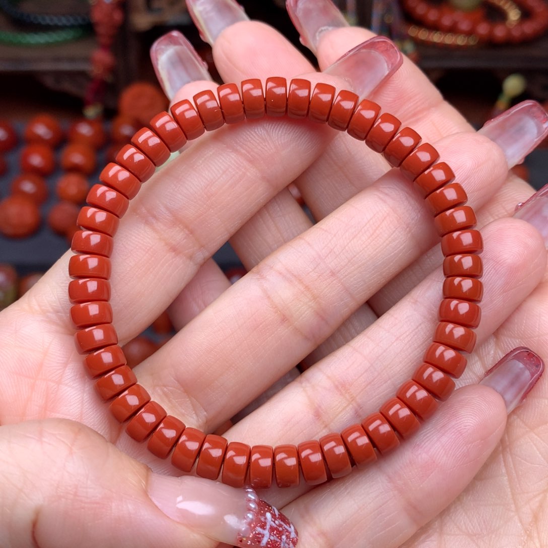 南红玛瑙精工药片手串未镶嵌6.3