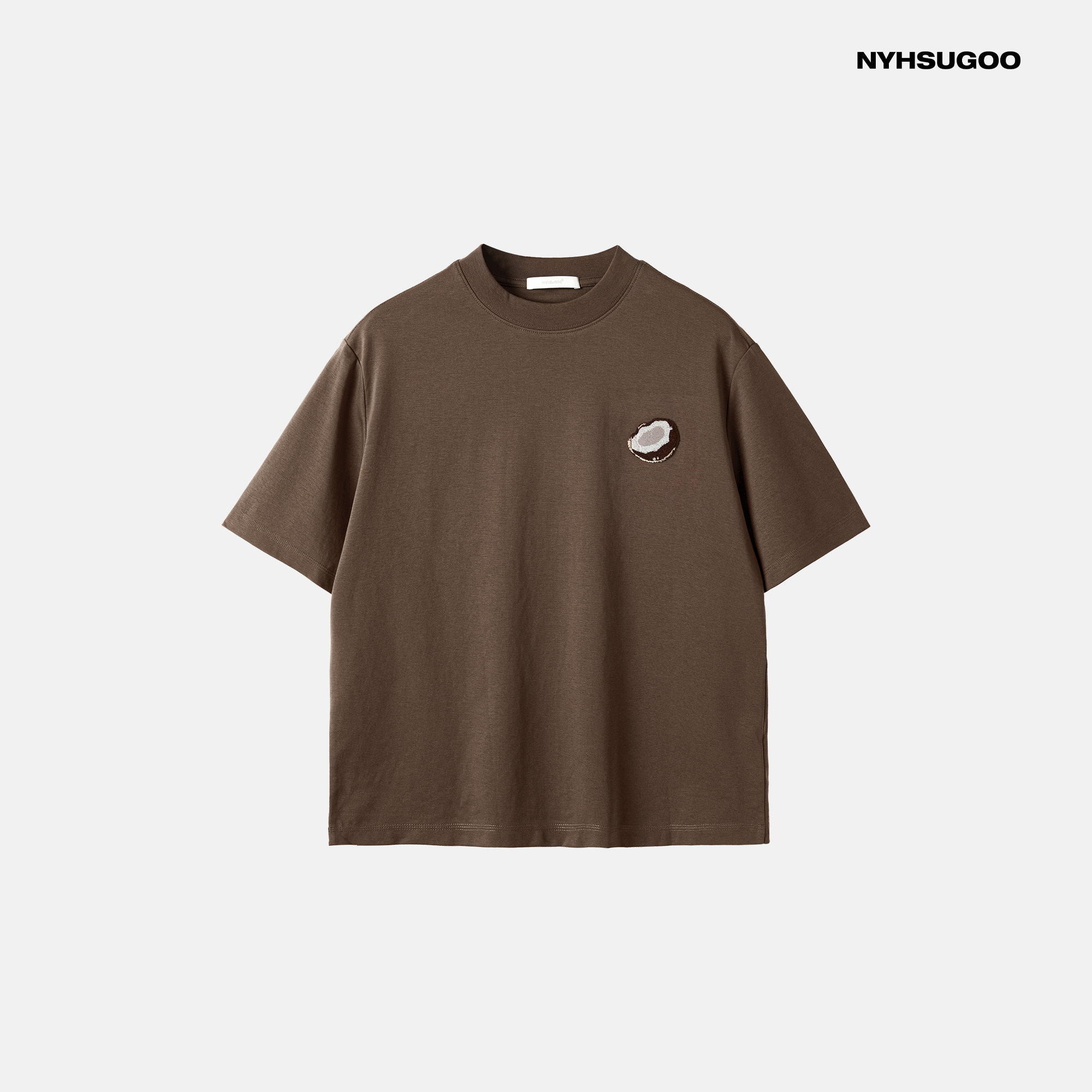 NYHSUGOO/南乙夏季毛巾绣椰子短袖T恤休闲男士3625重磅精梳棉感