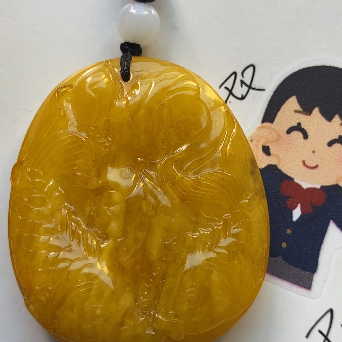 定制琥珀未镶嵌连年有余