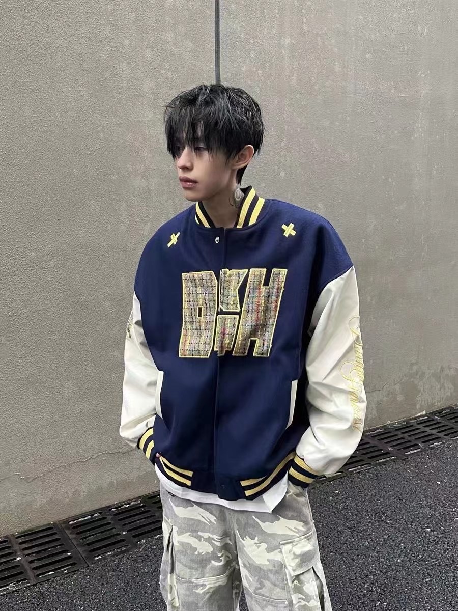 严重染色重磅刺绣棒球服男女