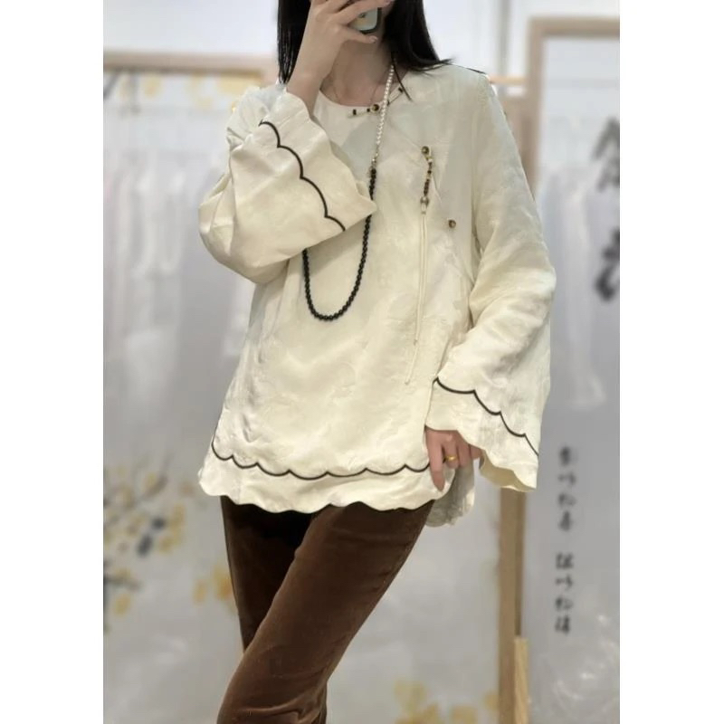 南油新中式内搭小白白家主播广袖小衫