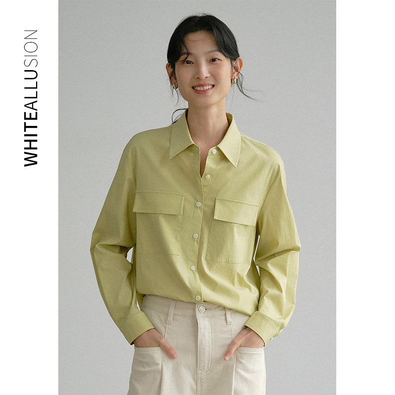 年终大促【2308】薄荷曼波风翻领衬衫气质高级感极简风上衣