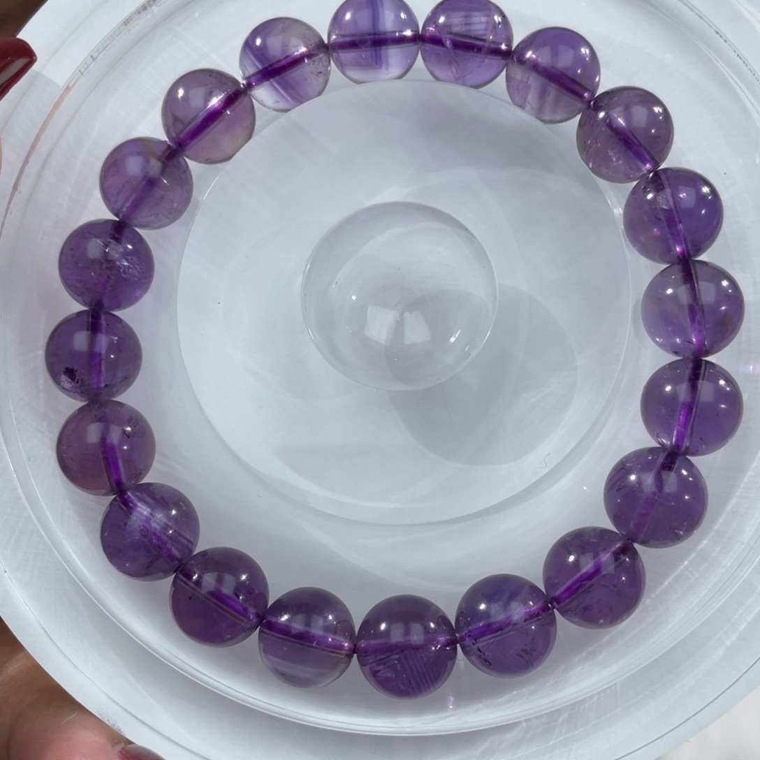 未镶嵌紫晶手串009飘花紫水晶9m+