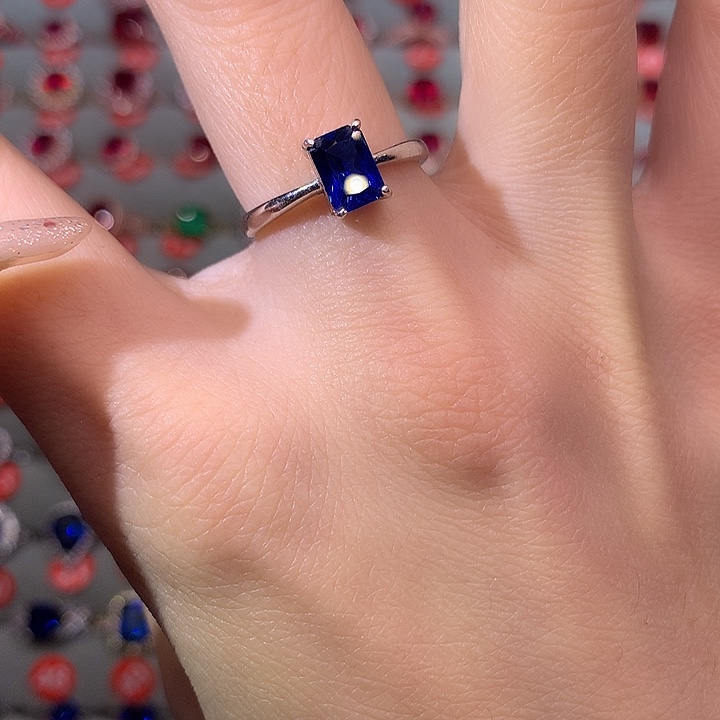 蓝宝石戒指银S925镶嵌