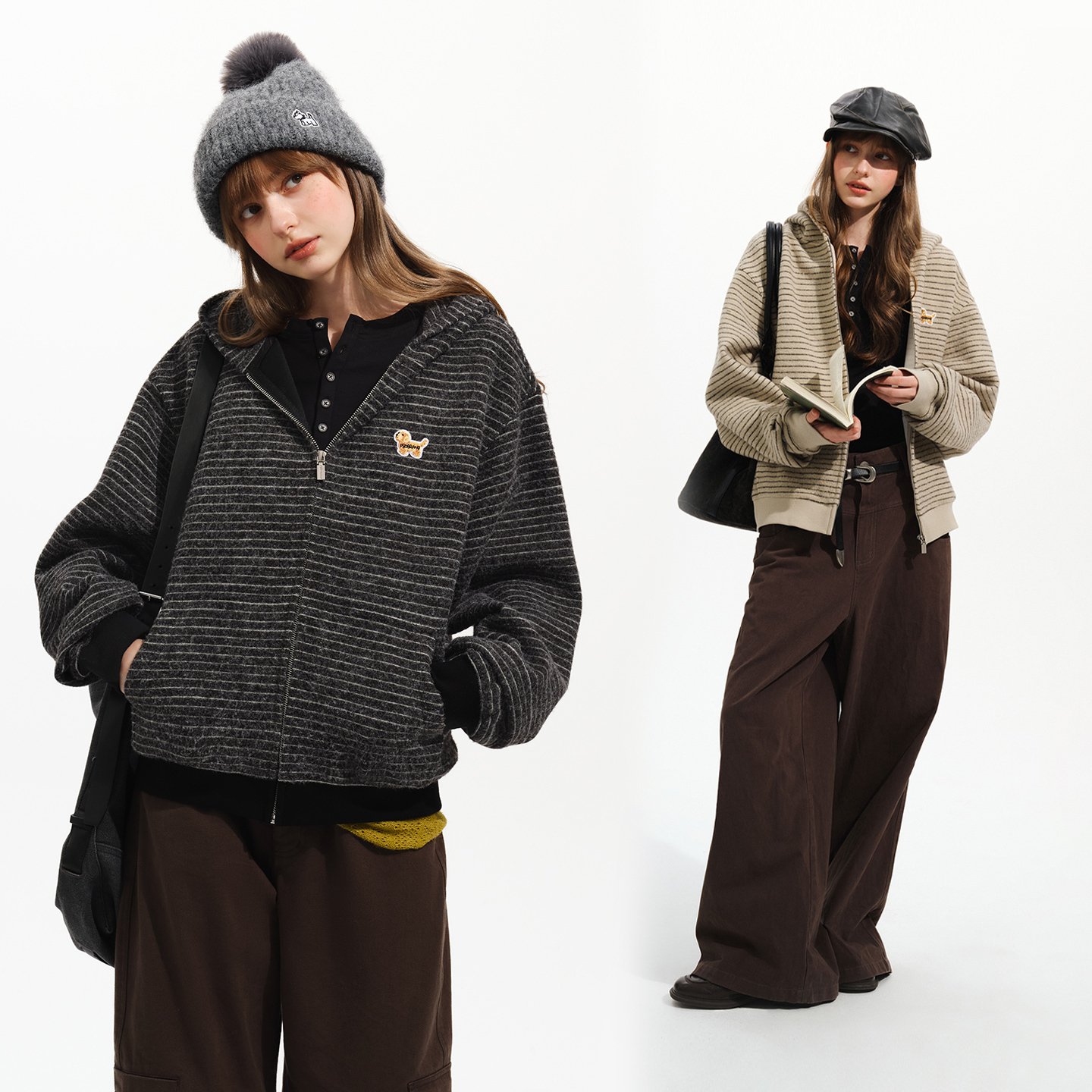 PSO Brand男装女装双十一针织条纹连帽开衫重磅卫衣外套PWY139