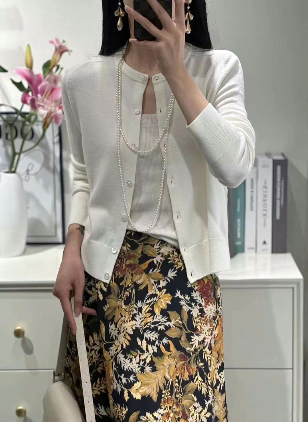 短款薄款落肩袖秋季长袖毛针织衫时尚上衣轻奢设计师针织衫24007