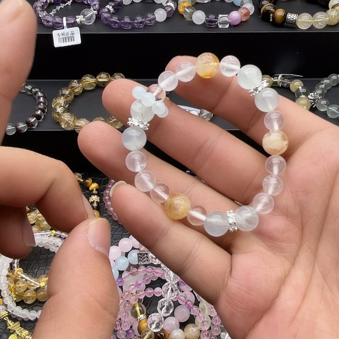 水晶手链未镶嵌黄塔晶海蓝宝