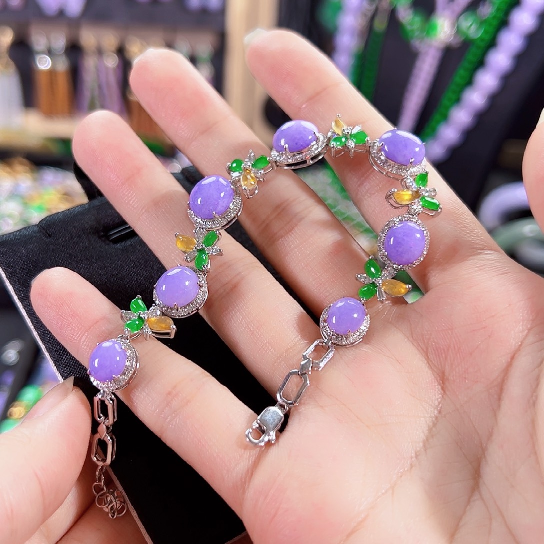 翡翠18K金镶嵌手链签收后24小时鉴赏期