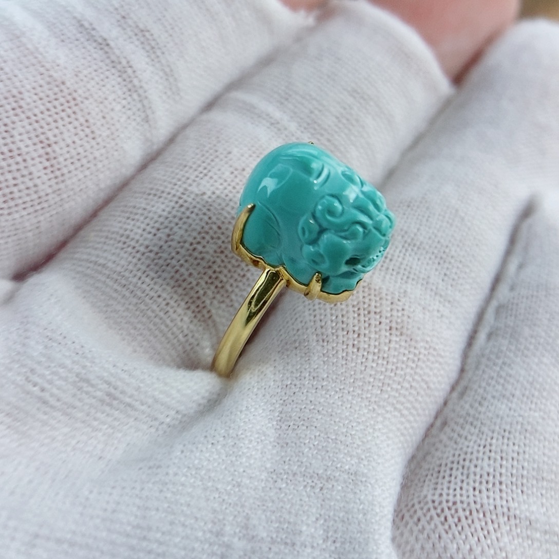 18K金镶嵌绿松石珠宝奇石