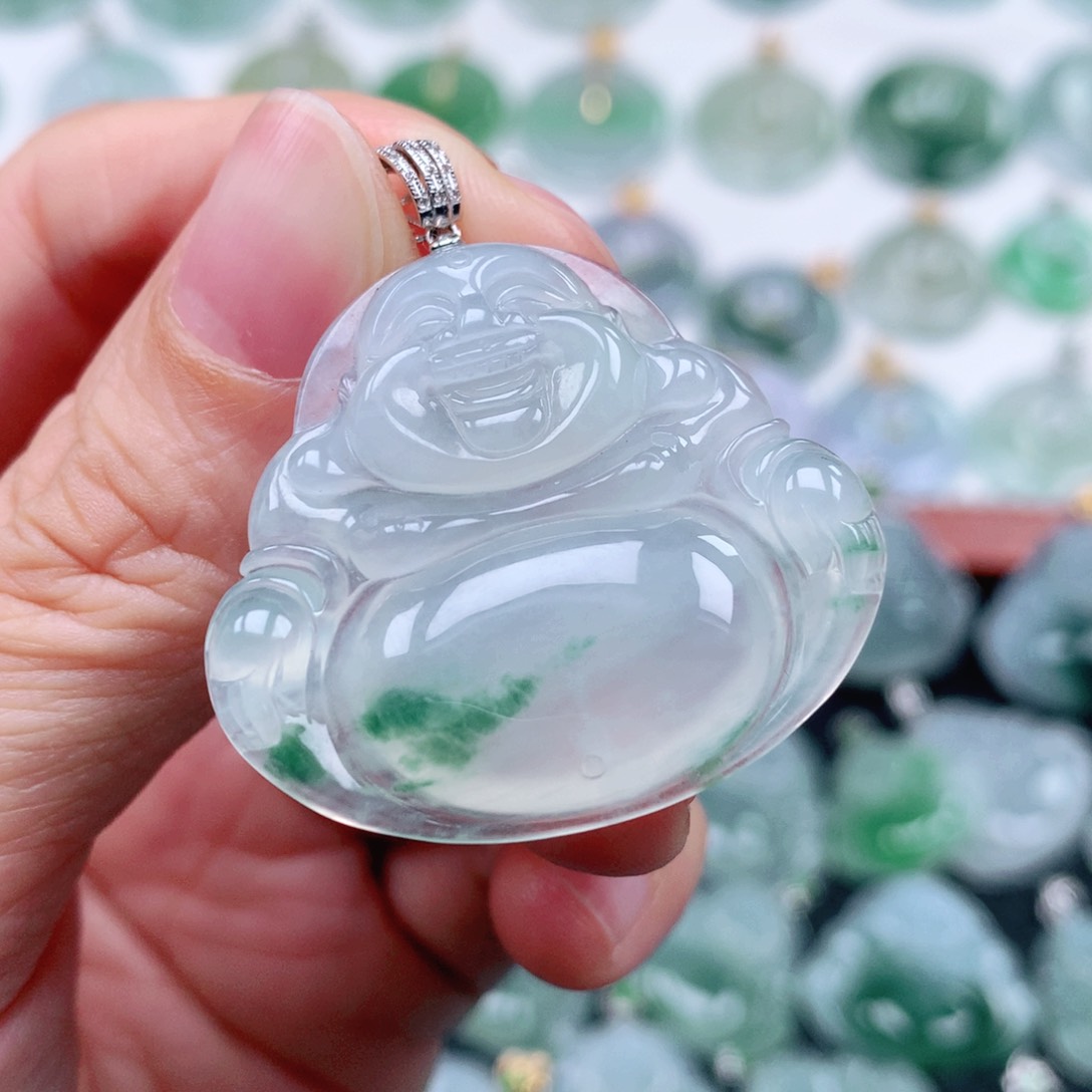 翡翠吊坠(不含链)18K金镶嵌