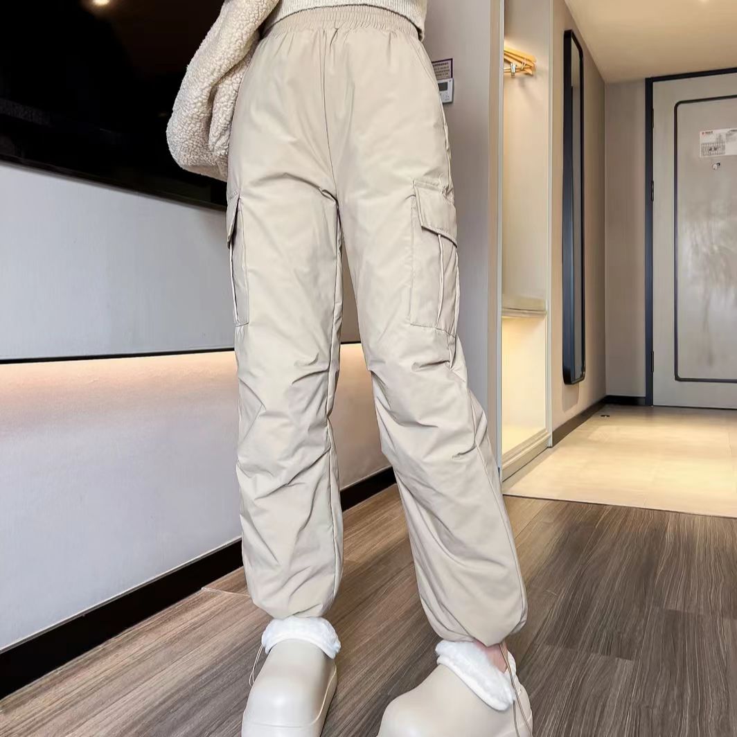 冬季防风防寒裤工装裤束脚加厚时尚宽松裤子