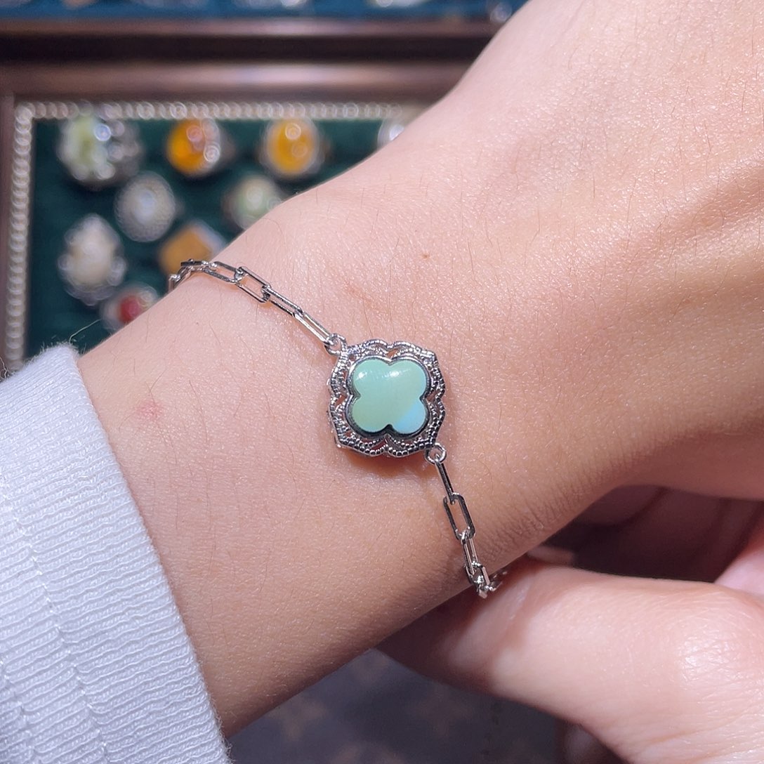 绿松石银S925镶嵌手链