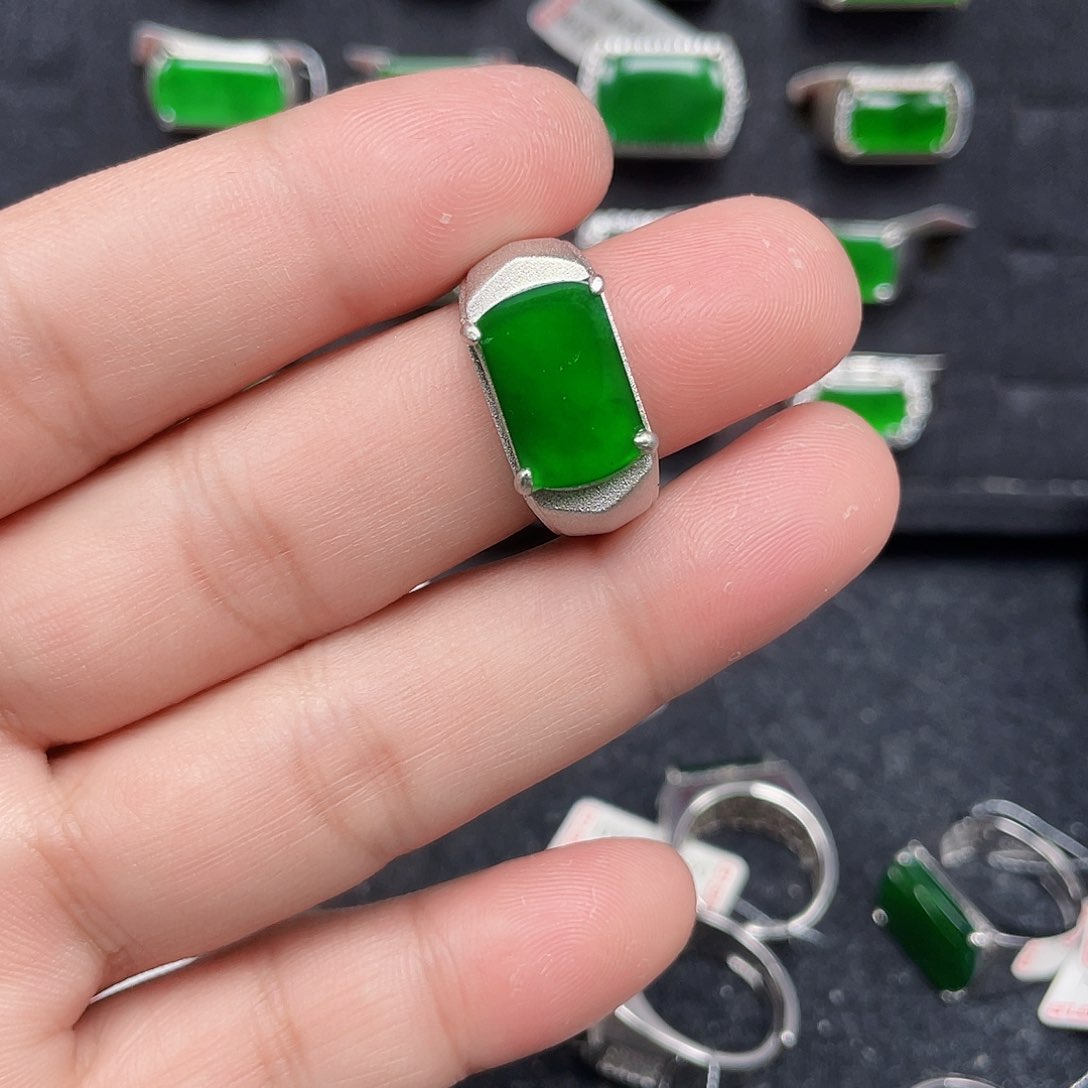 翡翠戒指银S925镶嵌2768编号