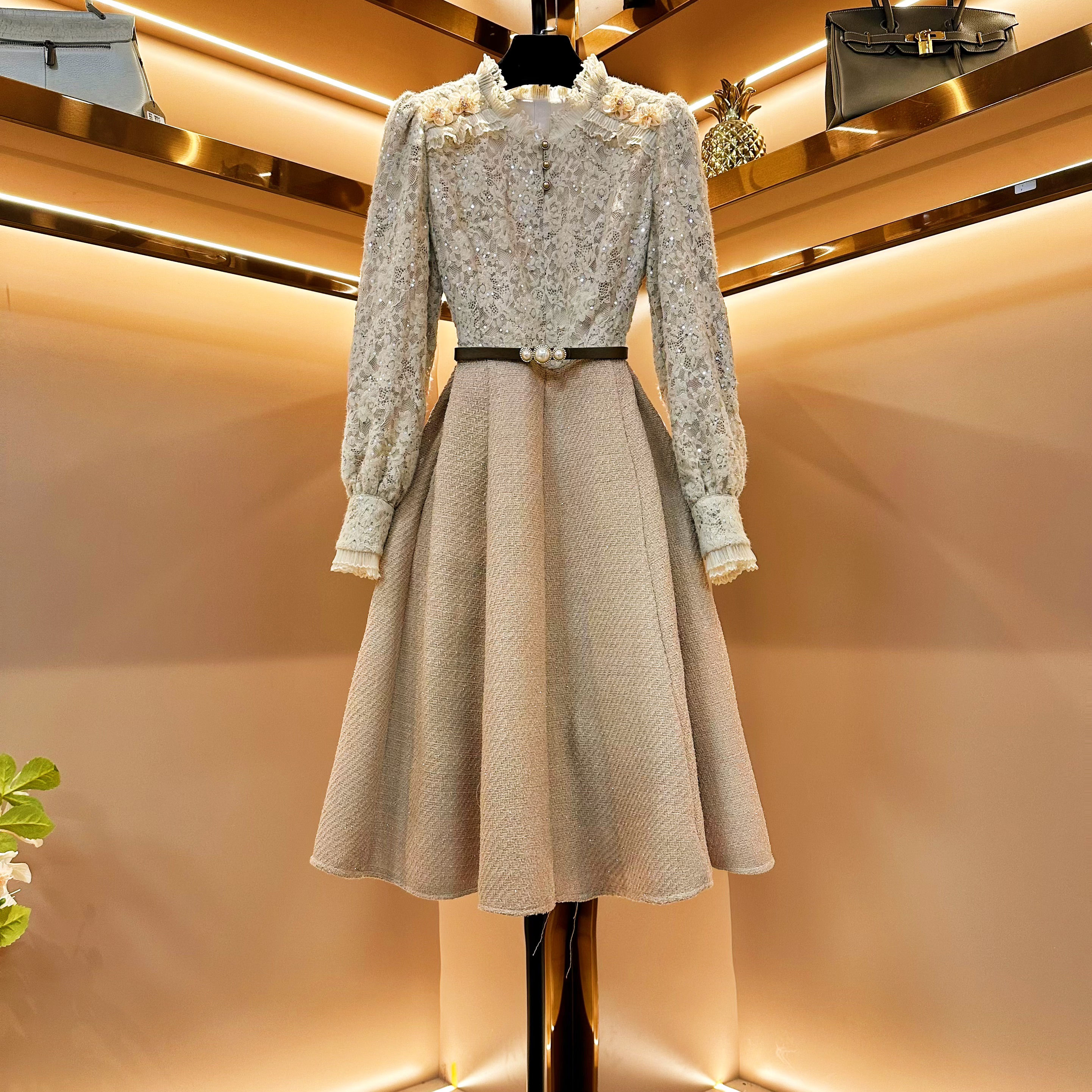 【星奢香风】[燕]轻奢设计师款优雅气质修身时尚收腰连衣裙-88159