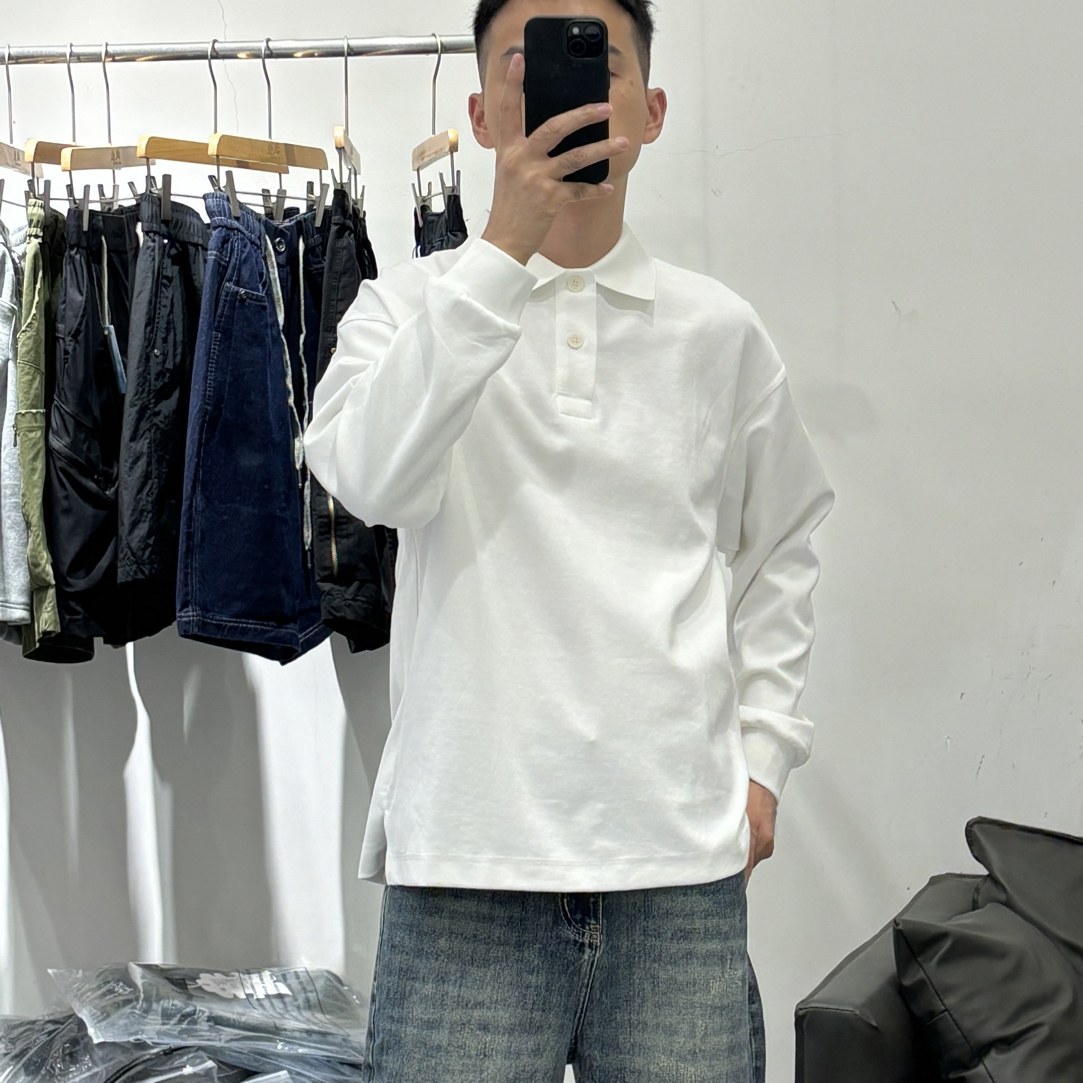 男士秋季高品质爱心刺绣简约百搭PoLo长袖