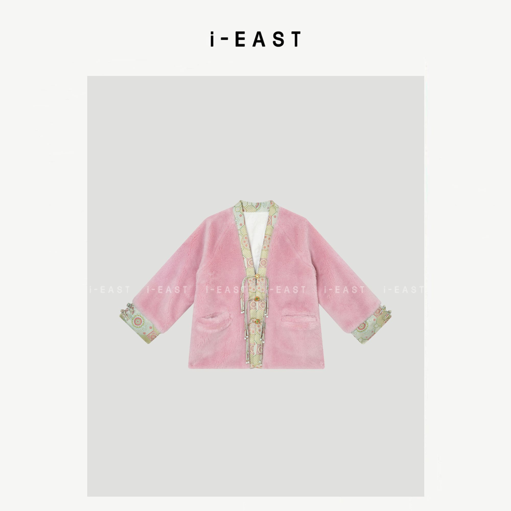 i-EAST 一念生花~新中式提花毛茸茸开衫外套-4D GF5089