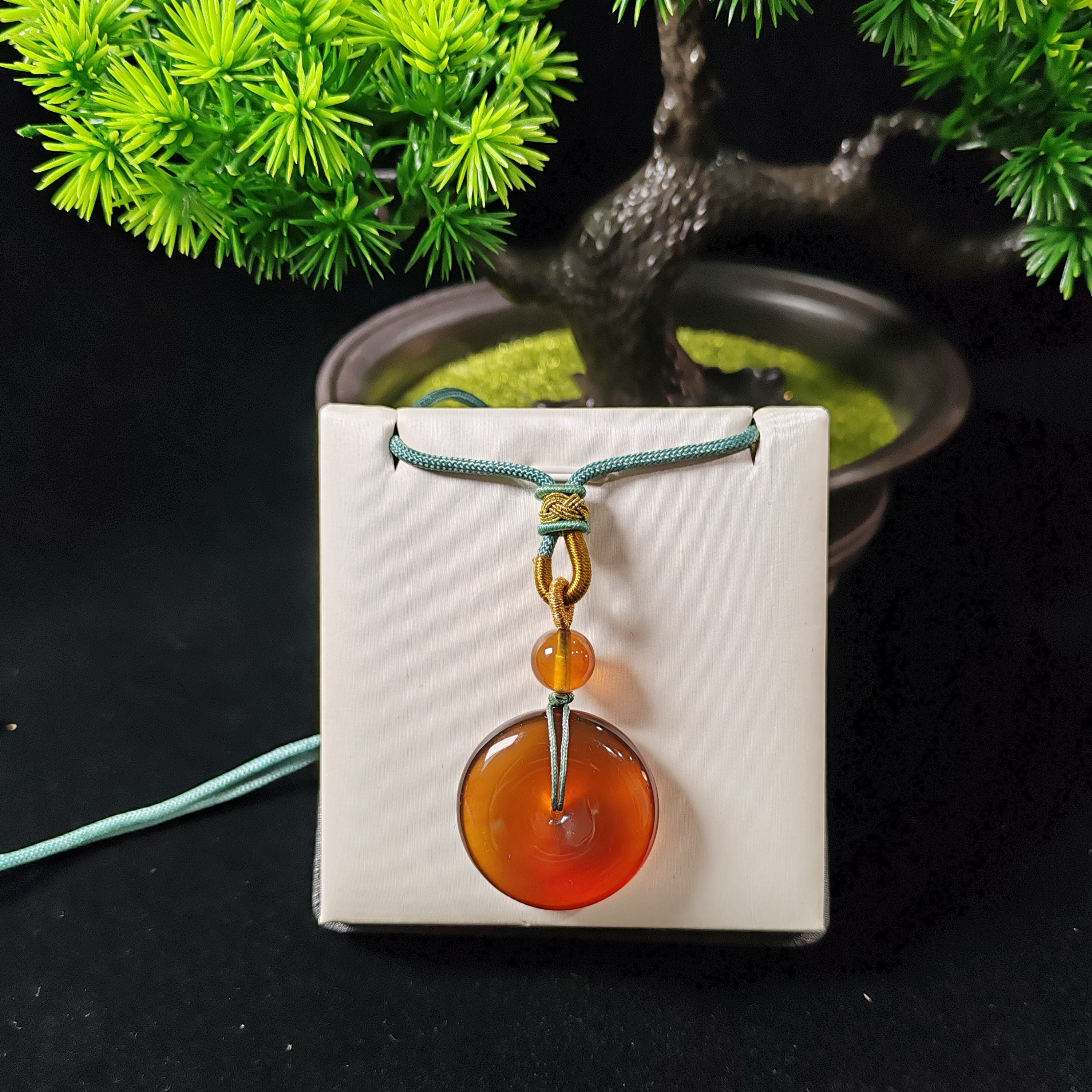 天然灵草珀平安扣吊坠