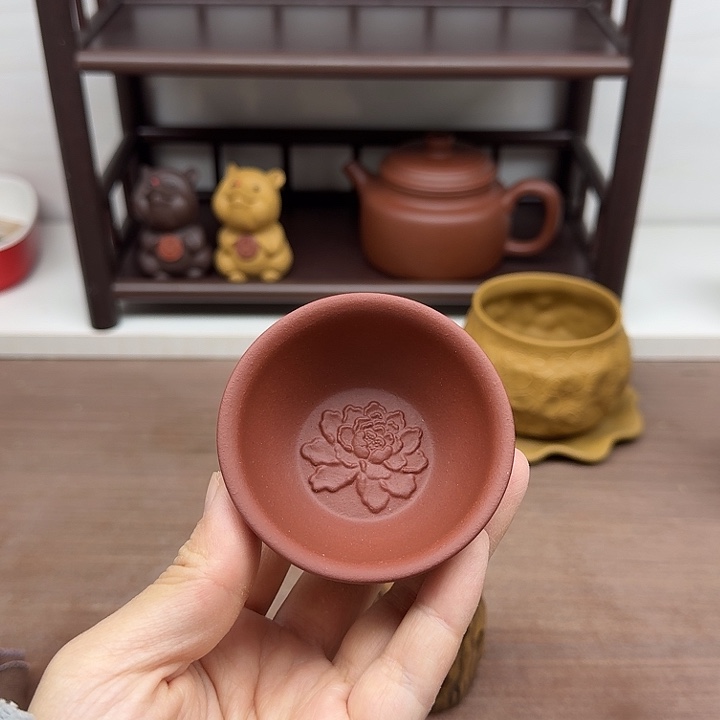 茶案紫泥牡丹客杯