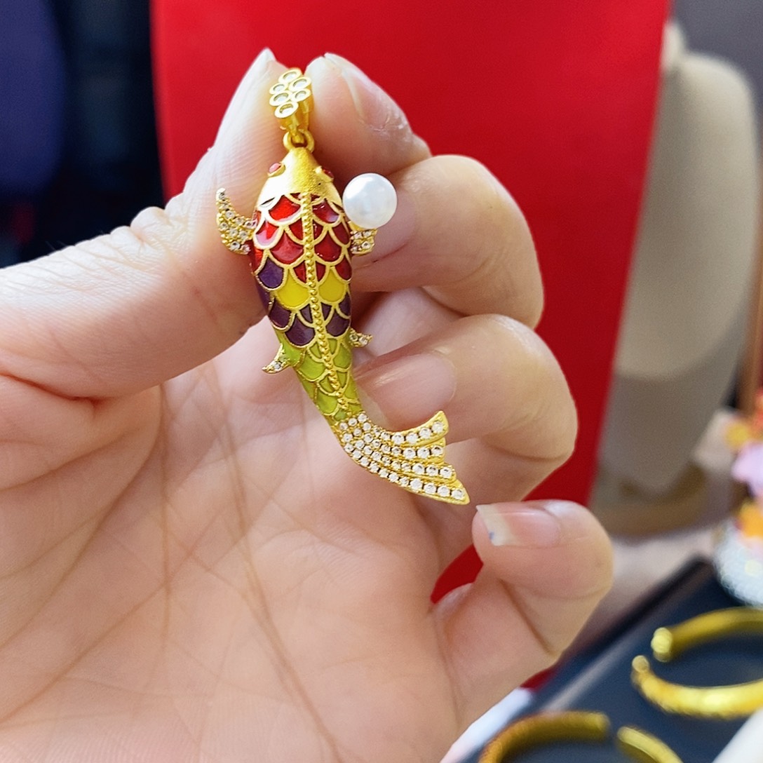 纯铜合金000055珐琅彩鱼