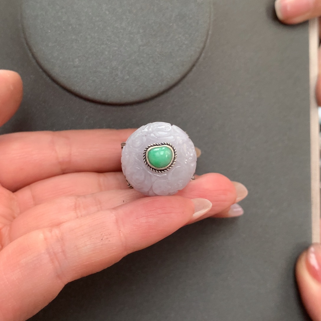 翡翠戒指银S925镶嵌设计款