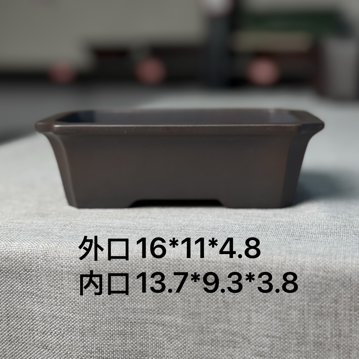 盆景盆长方切角马槽复古沉稳手工精工紫砂花盆