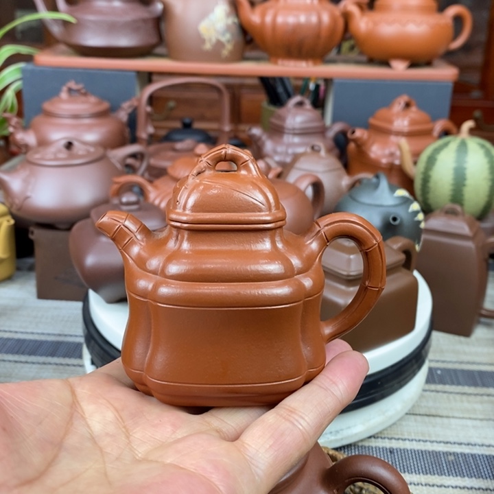 紫砂茶壶竹鼎130-260-350cc原矿赵庄朱泥