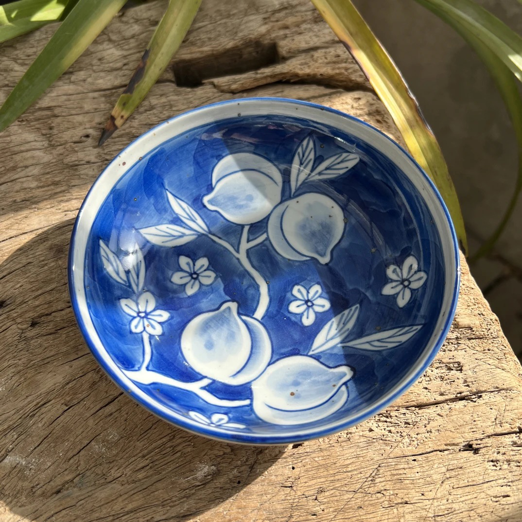 【若玉古美】桃子火锅碟手工手绘釉下彩高温瓷