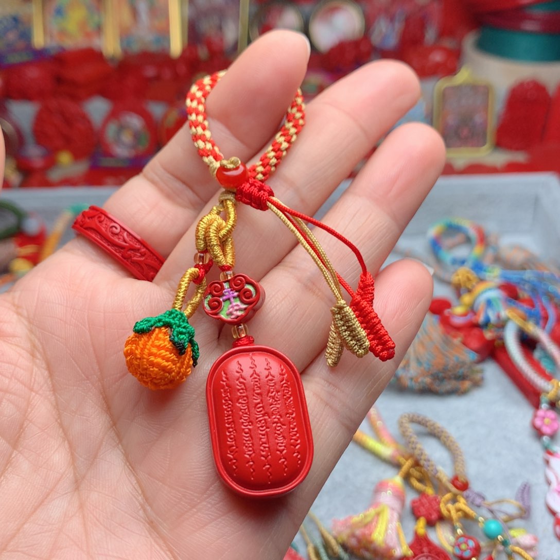 天然辰砂工艺品朱砂钥匙扣包包挂
