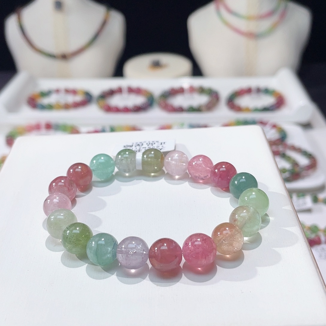 碧玺手串未镶嵌9.5mm+      