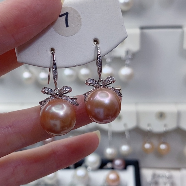 忘***水耳饰银S925镶嵌淡水珍珠A