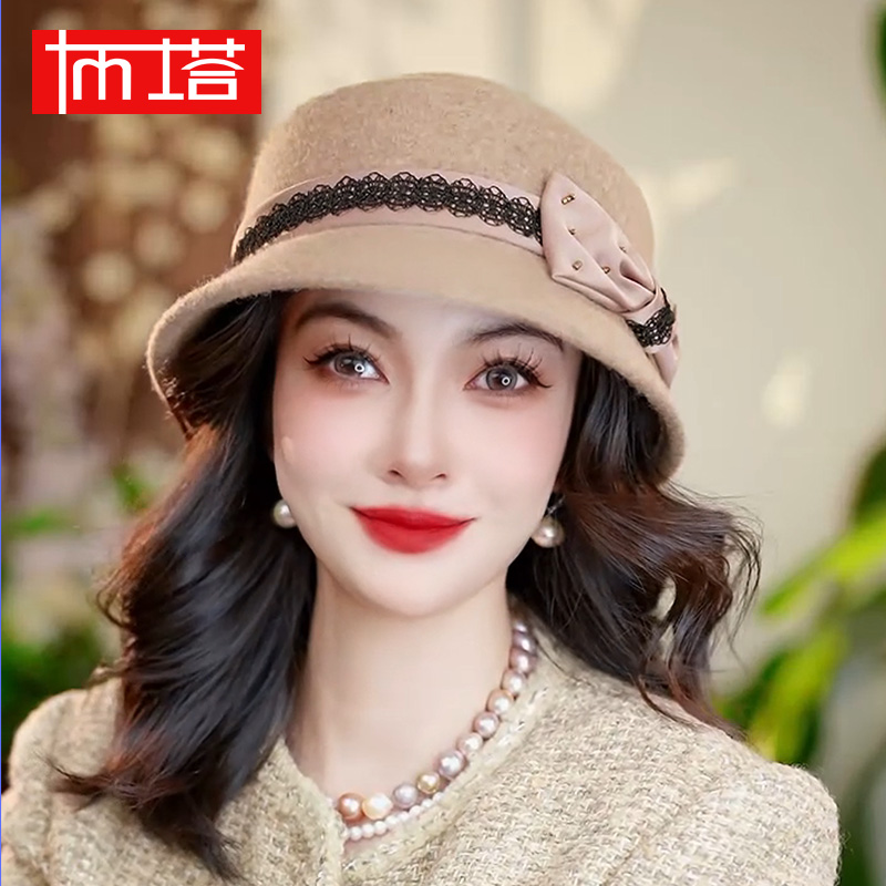 布塔羊毛呢帽子女秋冬英伦时尚百搭贝雷帽复古小礼帽盆帽PT1405