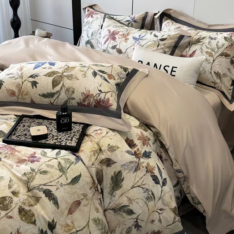 M匹马棉数码印花磨毛四件套（莫琳）100支轻奢丝滑四季款套件