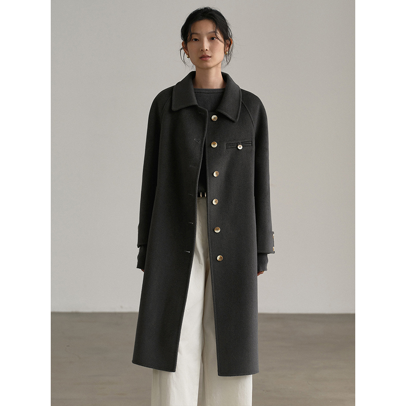 素典年中清仓【1276】复古翻领毛呢美拉德简约气质双面纯羊毛大衣