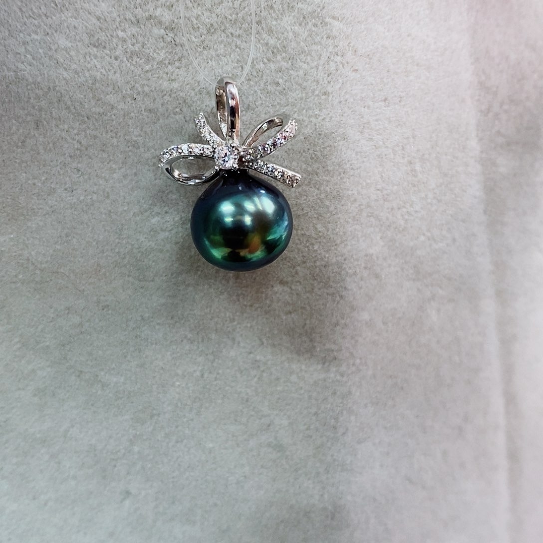 吊坠(不含链)银S925镶嵌海水珍珠10-11