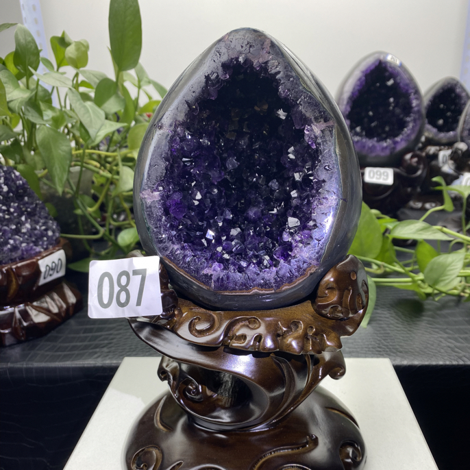 乌拉圭天然紫水晶恐龙蛋紫晶洞钱袋子家居办公室装饰好物