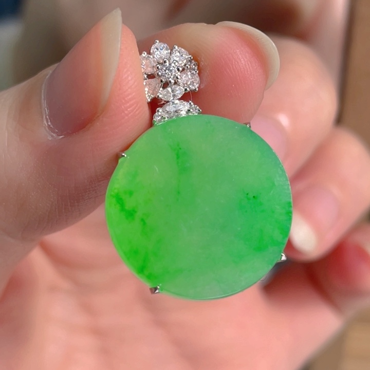 翡翠18K金镶嵌吊坠(不含链)