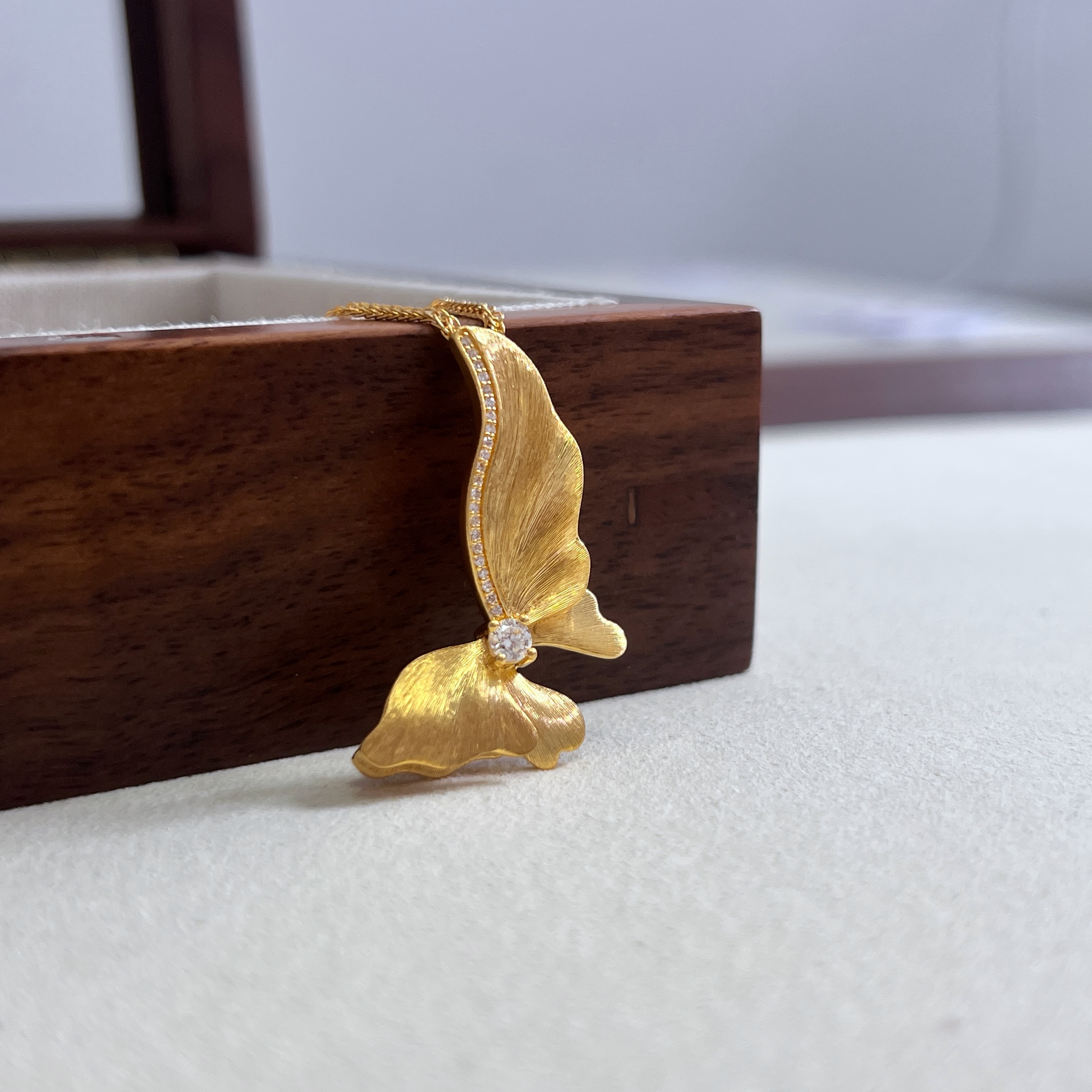 【晴光蝴蝶套链】足金 花丝 立体 点钻 复古 奢华