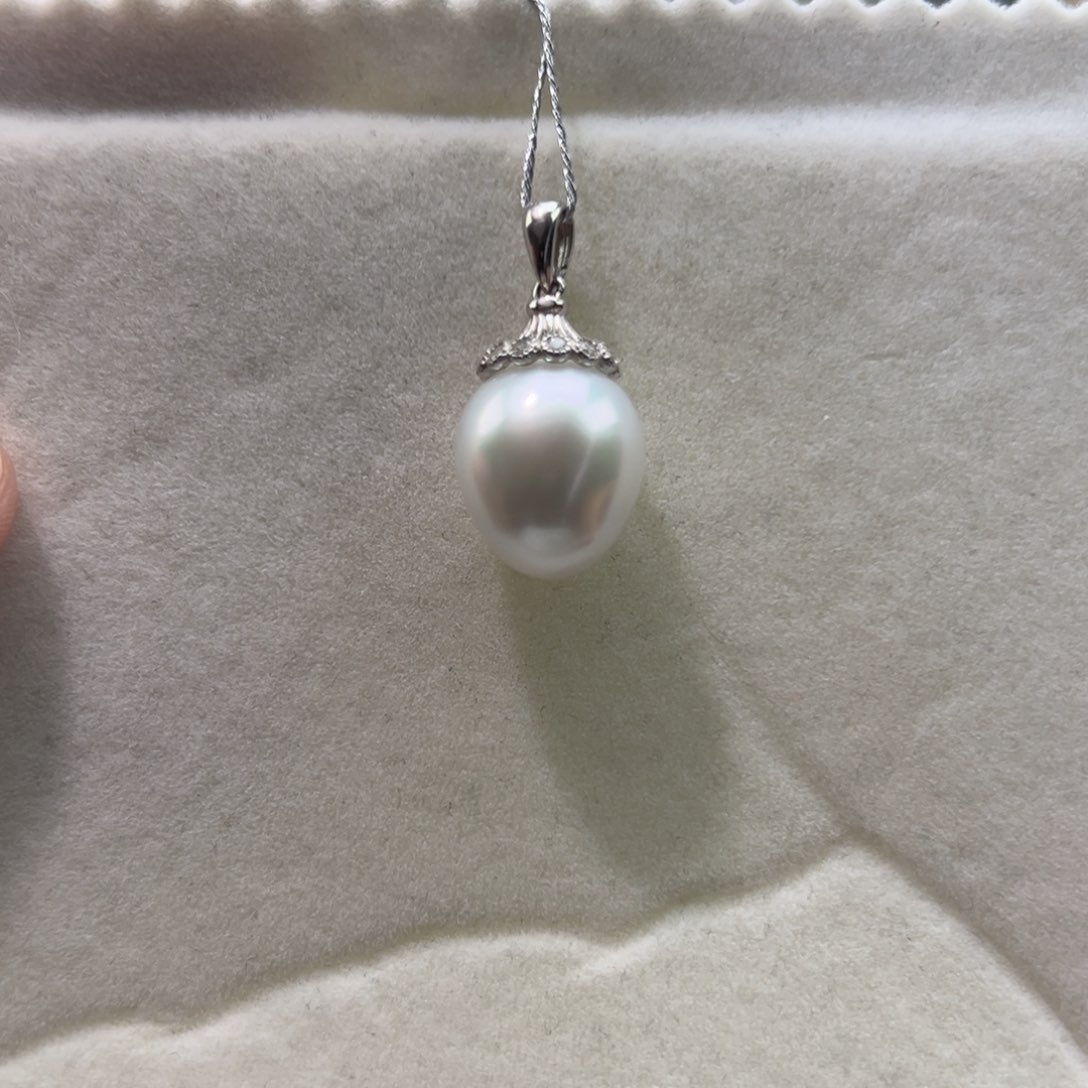 吊坠(不含链)银S925镶嵌海水珍珠13mm澳白吊坠